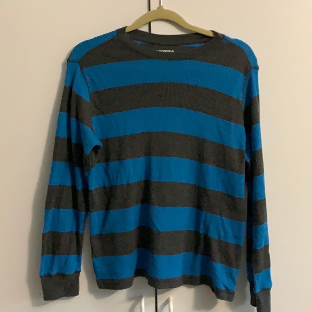 Black and blue striped long sleeve shirt for boys